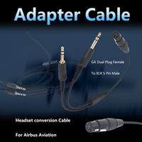 Adaptateur pour écouteurs d'aviation Airbus GA Dual Plug Female XLR 5 Pin Male avec câble pour casque audio stéréo Accessoire pour l'équipage de l'avion