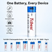 Baterai USB C 18650 Kapasitas Tinggi 3.7V 2200mAh Isi Ulang Li-ion 1200 Siklus untuk Kipas Lampu Kepala