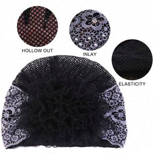 Nuevo Diseño de Turbante Musulmán con Encaje y Flores para Mujer, Hijab Transpirable con Pedrería, Accesorios Multifuncionales para Exteriores - Product Image 4