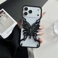 Coque de téléphone portable pour iPhone 16 17promax, populaire pour le commerce extérieur, sans cadre, papillon, design Apple, 15 anti-chute, 14 TPU