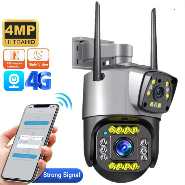 V380 Pro Dual Lens AI Human Detect Video CCTV Camera 4MP 2K Smart Outdoor Security Protection Webcam 4G PTZ WIFI IP Camera
