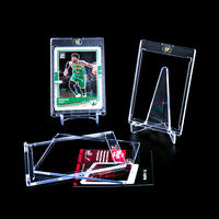 Porte-cartes transparent en acrylique tendance avec fermeture magnétique à une touche pour cartes de sport et de visite – Étui de rangement et de présentation