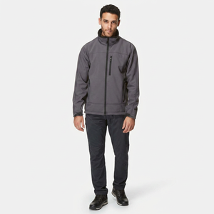 Waterproof <b>Canvas</b> Softshell <b>Jackets</b> <b>for</b> <b>Men</b>-Stand Collar Front Logo High Quality Autumn Outerwear - Product Image 1