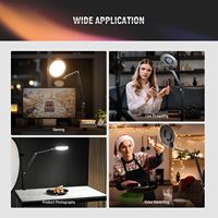 Anneau lumineux de bureau 18W 7 pouces à écran complet avec support à pince en C pour vidéoconférence, streaming, maquillage et enregistrement Zoom