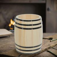 Fût en Bois Décoratif Mini Small Vintage Couleur Naturelle Caoxian Huashen, Baril de Rangement pour Grains de Café