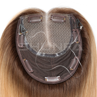 Topper en dentelle casher avec pinces à cheveux, 100% cheveux humains, 12-18 pouces, couleur blonde