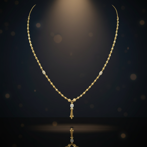 Elegante Collar de Oro de 22K con Cadena de Cuentas Tradicional y Delicado Diseño de Colgante para Mujer, Uso Diario y Festivo - Product Image 3