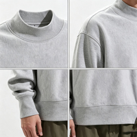 Sweater Pullover Unisex Rajut Berkualitas Tinggi Grosir, Bordir 3D 400GSM, Kerah O-Neck, Bahan Rib, Ukuran XL, Efek Cuci