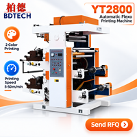 Mesin Cetak Flexo Otomatis YT2800 2 Warna 5-50m/menit Printer Flexografi untuk Film dan Kertas