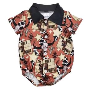 Abbigliamento Estivo <span class=keywords><strong>per</strong></span> Neonati di Marca, Tutina <span class=keywords><strong>Polo</strong></span> a Maniche Corte con Stampe di Stivali da Cowboy Western - Product Image 1