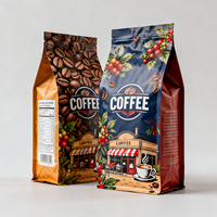 Sachet Doypack Personnalisé Imprimé Anti-humidité Refermable avec Fermeture Éclair pour Bonbons et Café, Fond Plat Scellé sur Huit Côtés