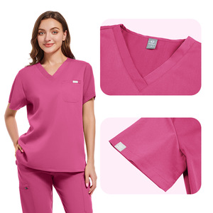 Unisex <b>Scrub</b> Suit Short Sleeve Split Set Moisture Wicking Hospital Uniforms - Product Image 2