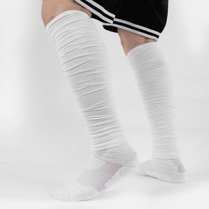 Chaussettes de compression élastiques pour sport en plein air, sans pied, avec logo personnalisé, manchons de jambe de football au mollet froissé - Product Image 1