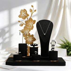 Juego de Exhibidores de Joyería Negros Jinsky - Soporte Ajustable para Collares, Organizador de Anillos y Pendientes para Almacenamiento en Tiendas/Hogar - Product Image 5