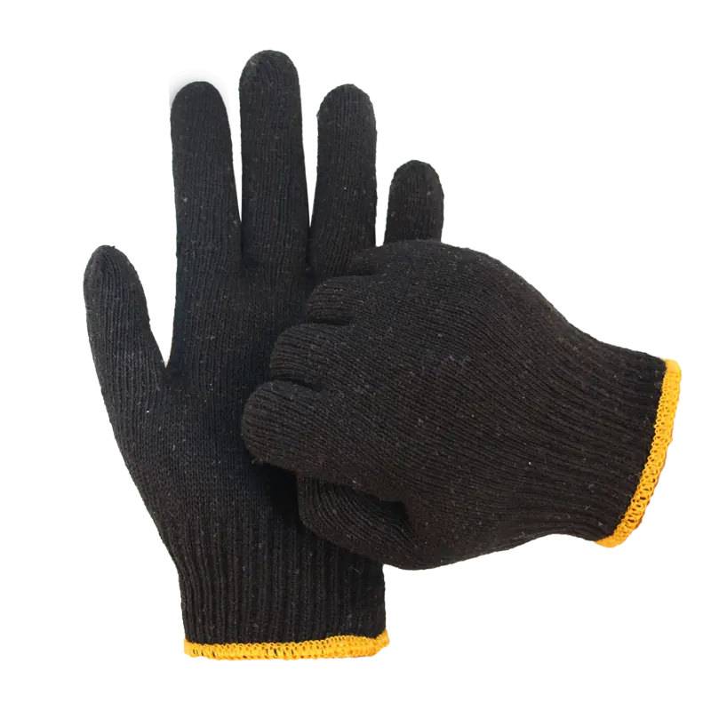 Cheap Price 7/10 Gauge Black Cotton hand knitted Durable Men's Work Gloves