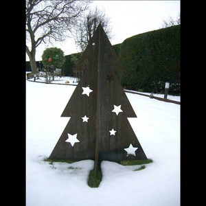 Corten เหล็กตกแต่งวันหยุดคริสต์มาสต้นไม้สวนกลางแจ้งขนาดใหญ่ขนาดเล็กภูมิทัศน์ต้นไม้เครื่องประดับโลหะ - Product Image 6