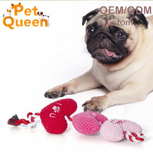 Juguete Interactivo Ecológico <span class=keywords><strong>para</strong></span> <span class=keywords><strong>Perros</strong></span> con Cuerda y Pelota - Corazón de Peluche Personalizable <span class=keywords><strong>para</strong></span> el Día de San Valentín Rojo/Rosa - Product Image 1
