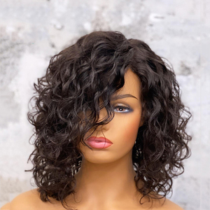 Cabello Humano Brasileño Rizado <span class=keywords><strong>Corto</strong></span> al por Mayor, Sin Pegamento, Cutícula Alineada, Virgen Remy para Pelucas Largas con Encaje Frontal y Cabello de Bebé - Product Image 1