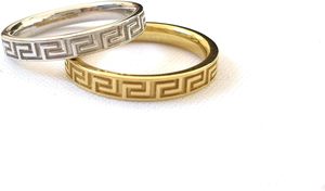 Elegante Anello Unisex con Motivo Greco in Oro Massiccio 9K, 14K &amp;   Fede in Oro 18K con Motivo Meandrico 3mm, Regalo Unico - Product Image 4