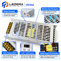 Alimentation AC/DC silencieuse ultra-mince 200W 5V 40A à entrée commutable AC 110V/220V pour panneaux LED commerciaux et murs vidéo