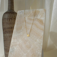 Collier avec initiale en or 18 carats Novirassine, acier inoxydable 316L, pendentif alphabet 26 lettres, bijoux minimalistes délicats, monogramme miniature