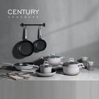 Casserole en aluminium moulé de haute qualité CENTURY 2024, design européen écologique, couvercle en verre, pour cuisinières à gaz et à induction