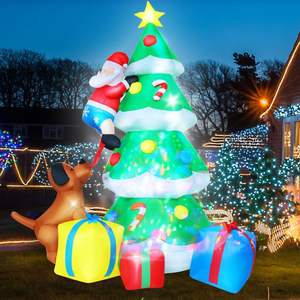 Arbre de Noël Géant Gonflable avec Père Noël et Chien avec Lumières LED, Grande Décoration Gonflable de Noël pour l'Extérieur - Product Image 1