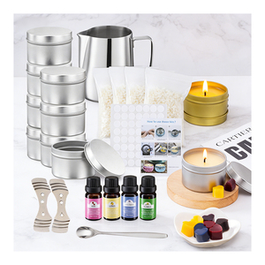 Recipientes de lujo para velas vacíos con tapa y caja para presentación y exhibición de cera aromática personalizada. - Product Image 1