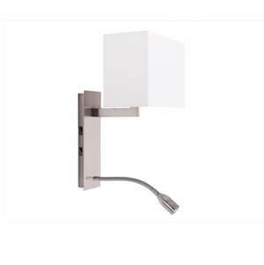 Unique Design Brushed Nickel <b>Wall</b> Lamp with Round Shape Linen Fabric Lampshade for Hospitality Lighting - Product Image 4