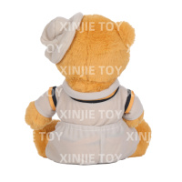 Ours en peluche personnalisé avec logo imprimé, mascotte ours en peluche, jouet en peluche ours avec tenue uniforme, jouet doux en forme d'ours, vente en gros