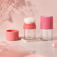 Flacon cosmétique rond en plastique rose personnalisé de 10 g, conteneur vide avec pinceau, flacon de poudre libre de luxe écologique