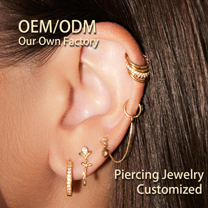 Eternal Metal 14K oro sólido <span class=keywords><strong>doble</strong></span> 5A CZ incrustaciones hacia adelante oreja y nariz aro ombligo y <span class=keywords><strong>labio</strong></span> <span class=keywords><strong>Piercing</strong></span> anillo sin costuras joyería - Product Image 6