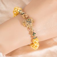 Nouveau Bracelet Élégant pour Femme en Laiton Plaqué Or avec Faux Perles et Zircons, Breloque Tendance Petit Éléphant, Style Mariage et Instagram