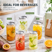 Bouteille en PET vide de qualité alimentaire 330 ml 500 ml avec couvercle à languette facile à ouvrir, pot à boisson en plastique transparent pour l'emballage des boissons