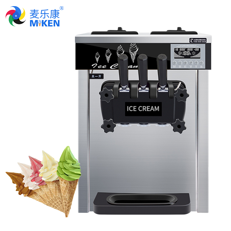 MK-618CTB commercial table top three flavors with air pump stainless steel soft serve ice cream machine for sale