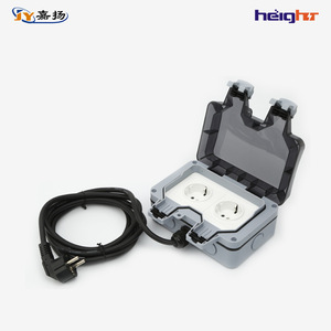 ปลั๊กไฟกันน้ำกลางแจ้ง IP66 2 ช่องเสียบมาตรฐานยุโรป พร้อมสายไฟสำหรับใช้งานกลางแจ้ง - Product Image 1