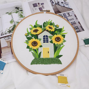 Conjunto de argola bordada com instruções, conjunto de presentes criativos com estampa de flores, argola bordada para iniciantes - Product Image 3