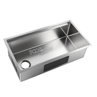 Évier de cuisine professionnel en acier inoxydable 16 gauge de 30 pouces, cuve unique multifonction avec planche à découper et accessoires, finition brossée