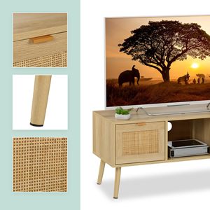 Moderno Lowboard, Rattan Design <span class=keywords><strong>TV</strong></span> Stand per un massimo di <span class=keywords><strong>43</strong></span> <span class=keywords><strong>pollici</strong></span> <span class=keywords><strong>TV</strong></span>, legno Look panca <span class=keywords><strong>TV</strong></span> per camera da letto Boho <span class=keywords><strong>TV</strong></span> Cabinet per soggiorno - Product Image 4