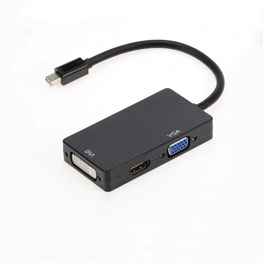 Universal 3 In 1 Mini DP to Hdtv/VGA/DVI Cable Adapter Thunderbolt To DisplayPort Converter Compatible for Apple