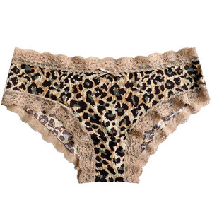 Commercio estero europa e Stati Uniti senza soluzione di continuità in seta stampa da donna a vita bassa mutandine leopardate da donna pizzo da donna B - Product Image 6