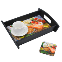 Plateau de service en bois par sublimation, imprimé en bois, Style rustique, personnalisé, vente en gros, avec insertion en MDF A3