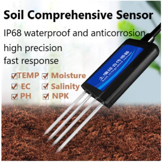 SOIL 8 in 1 MONITORING RS485 SOIL MOISTURE TEMPERATURE EC PH SALINITY ...