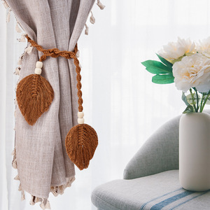 Accessori per finestra posteriore con cravatta a tenda in macramè foglie nordiche per la casa porta-tenda decorativa per camera da letto - Product Image 2