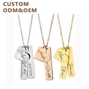 Offres Spéciales Personnalisation Nom Gravé Collier Coeur Charme Bar Personnalisé Pendentif En Acier Inoxydable Or Gravure Bijoux Cadeaux - Product Image 1