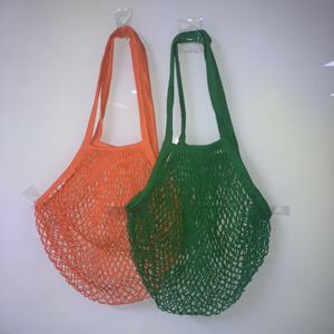 Bolsa de Compras de Lona de Algodón Tejida Portátil al por Mayor con Cordón, Bolsa de Malla para Frutas y Verduras de Supermercado, Colorida, con Logotipo Personalizado - Product Image 3