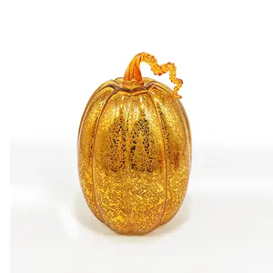 Decoración de calabazas de otoño festivo iluminado 3 luces de vacaciones de calabaza de vidrio alimentadas por batería LED surtidas