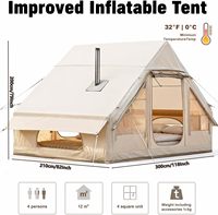 Tente de camping gonflable pour 6 à 8 personnes, avec fenêtre panoramique en PVC, couverture d'intimité, tissu Oxford 420D imperméable, poutres en PVC gonflables