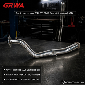 Downpipe di Scarico ad Alte Prestazioni GRWA per Subaru Impreza WRX <span class=keywords><strong>STI</strong></span> 2007-2012, in Acciaio Inox SS201 Lucidato a Specchio - Product Image 5