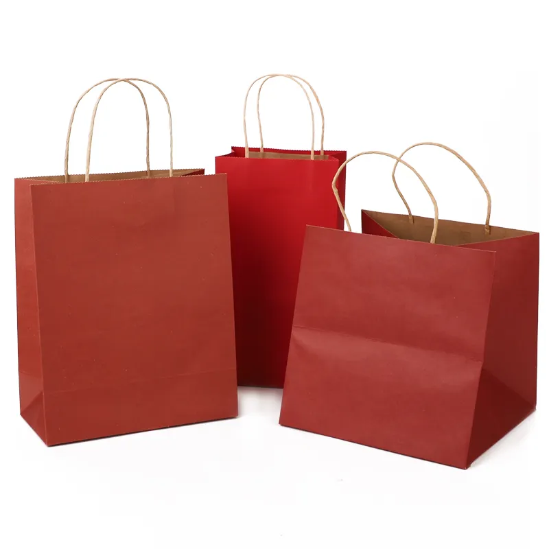 Bolsas de papel con impresión personalizada, bolsas de regalo de papel de vino de Navidad a granel